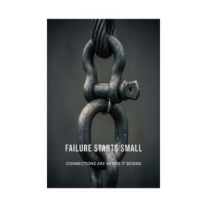 failure starts small poster showing metal chain connection and shackle close-up