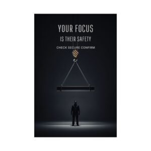 Crane safety focus poster PDF showing a suspended load above a lone worker
