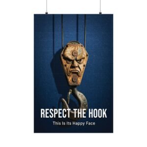 Crane hook hazard safety poster PDF showing an intimidating, damaged lifting hook