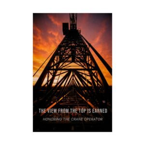crane operator wall art poster showing a crane structure at sunset honoring the operator