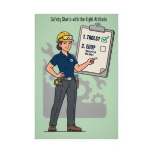 Printable safety posters showing a detailed mobile crane engineering diagram for safety training