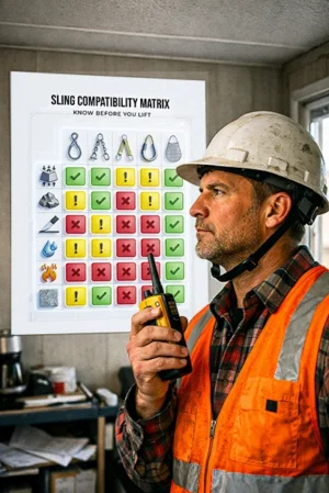 Sling compatibility matrix PDF showing approved and prohibited rigging combinations