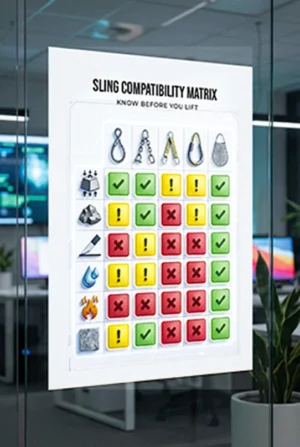 Sling compatibility matrix PDF showing approved and prohibited rigging combinations