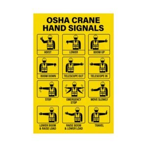 OSHA 1926.1419 compliant OSHA crane hand signal poster for construction site safety compliance