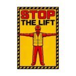 High-impact crane emergency stop signal sign showing a worker with arms extended horizontally for stop work authority.