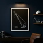 A premium framed poster of a tower crane at sunset, designed as a professional gift for a crane operator.