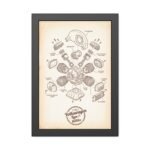 Framed Poster — Vintage Volkswagen Type 1 1600cc Engine Blueprint