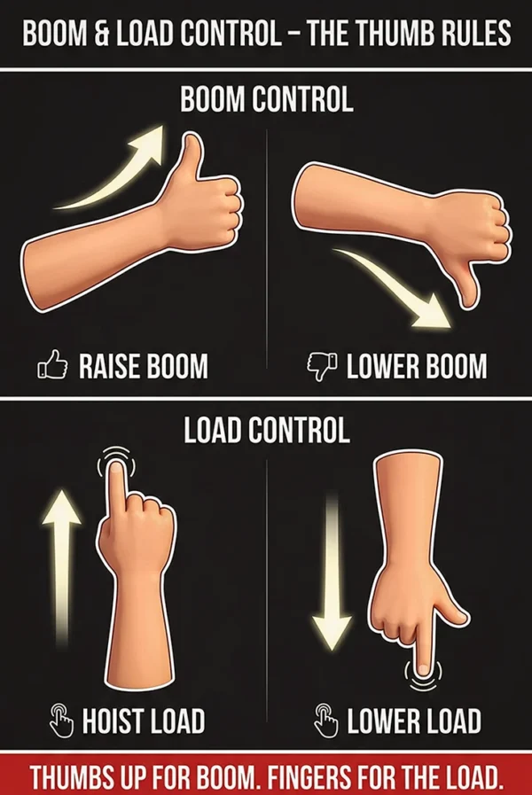 Boom and Load Control Poster | Crane Hand Signals Safety Chart